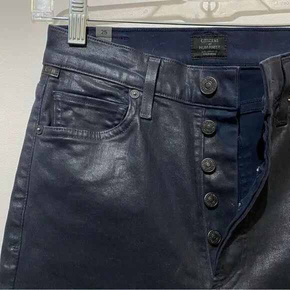 NWOT Citizens Of Humanity Olivia High Rise Slim Ankle Coated Jeans - Picture 6 of 10